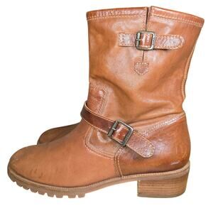 Michael Kors Brown Leather Pull On Ankle Boots Square Heel Soft Leather 9.5